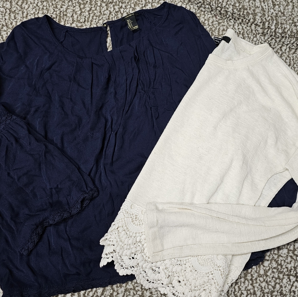 Forever 21 Navy & White Blouses